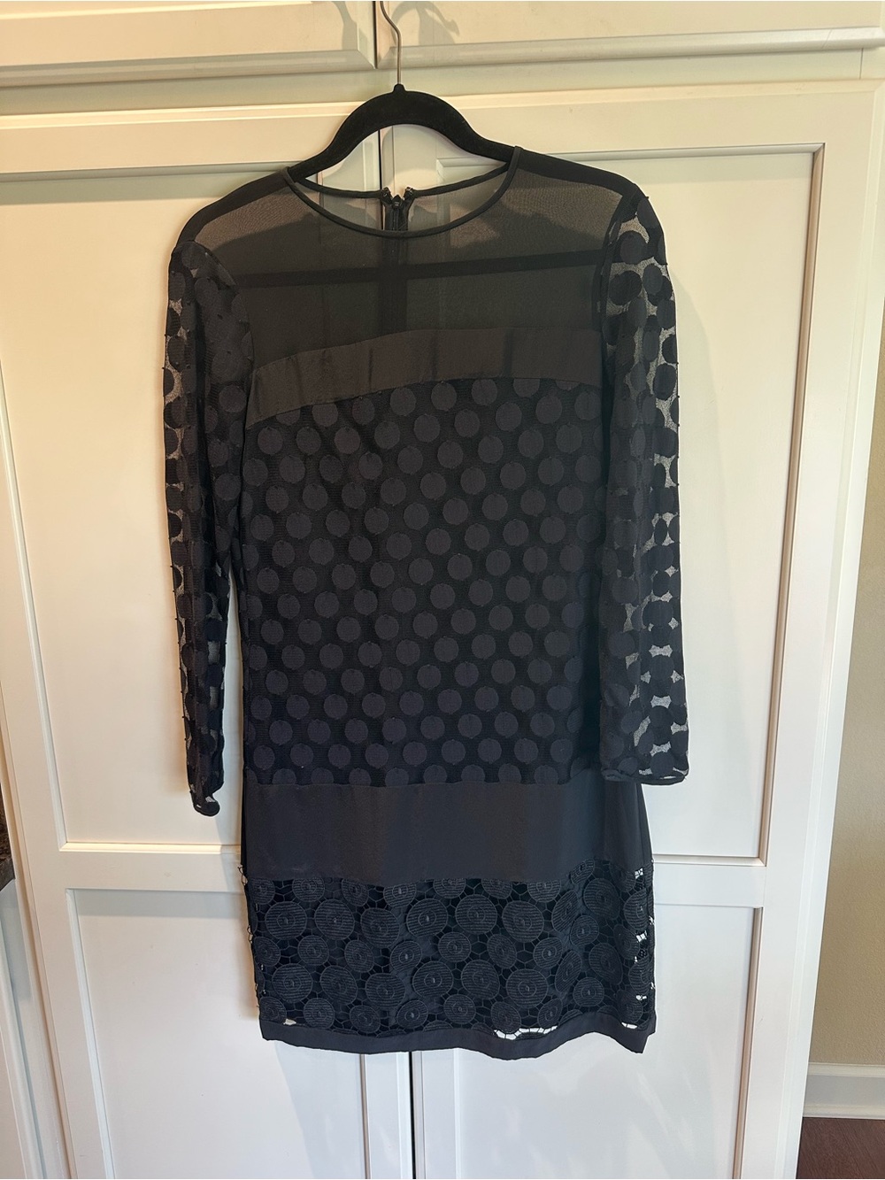 Black Sheer Dot Lace Shift Dress